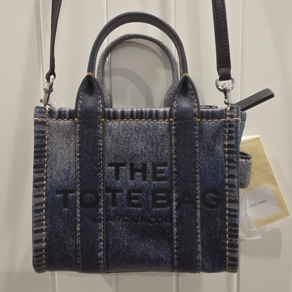 Marc Jacobs Blue Denim Leather "The Tote Bag" Mini Limited Edition - New! - Picture 2 of 6